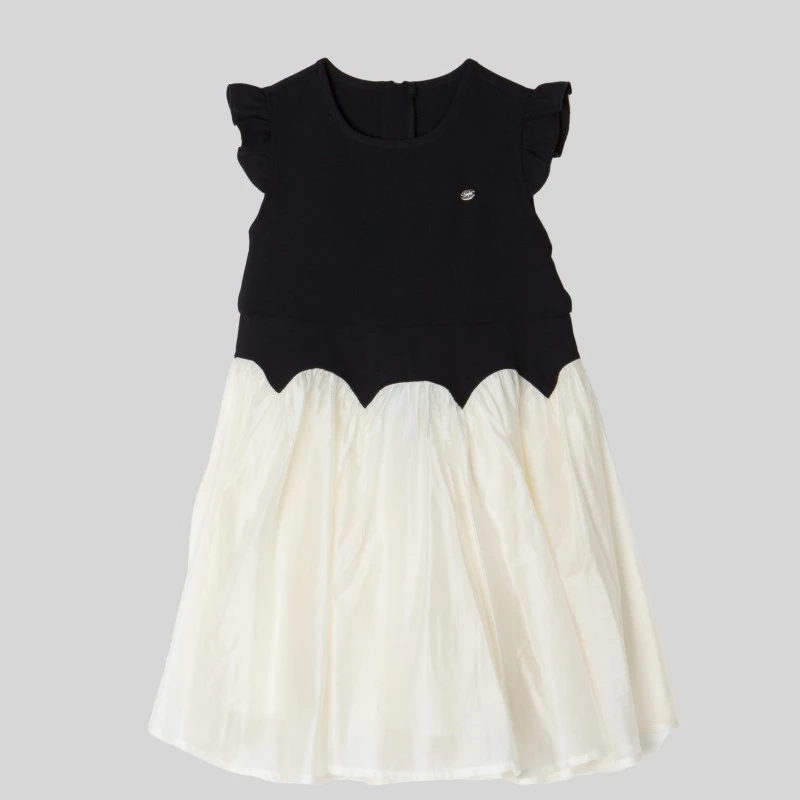 【小赫本】夏季女童背心裙泡泡袖黑色百搭无袖拼接时尚荷叶边连衣裙