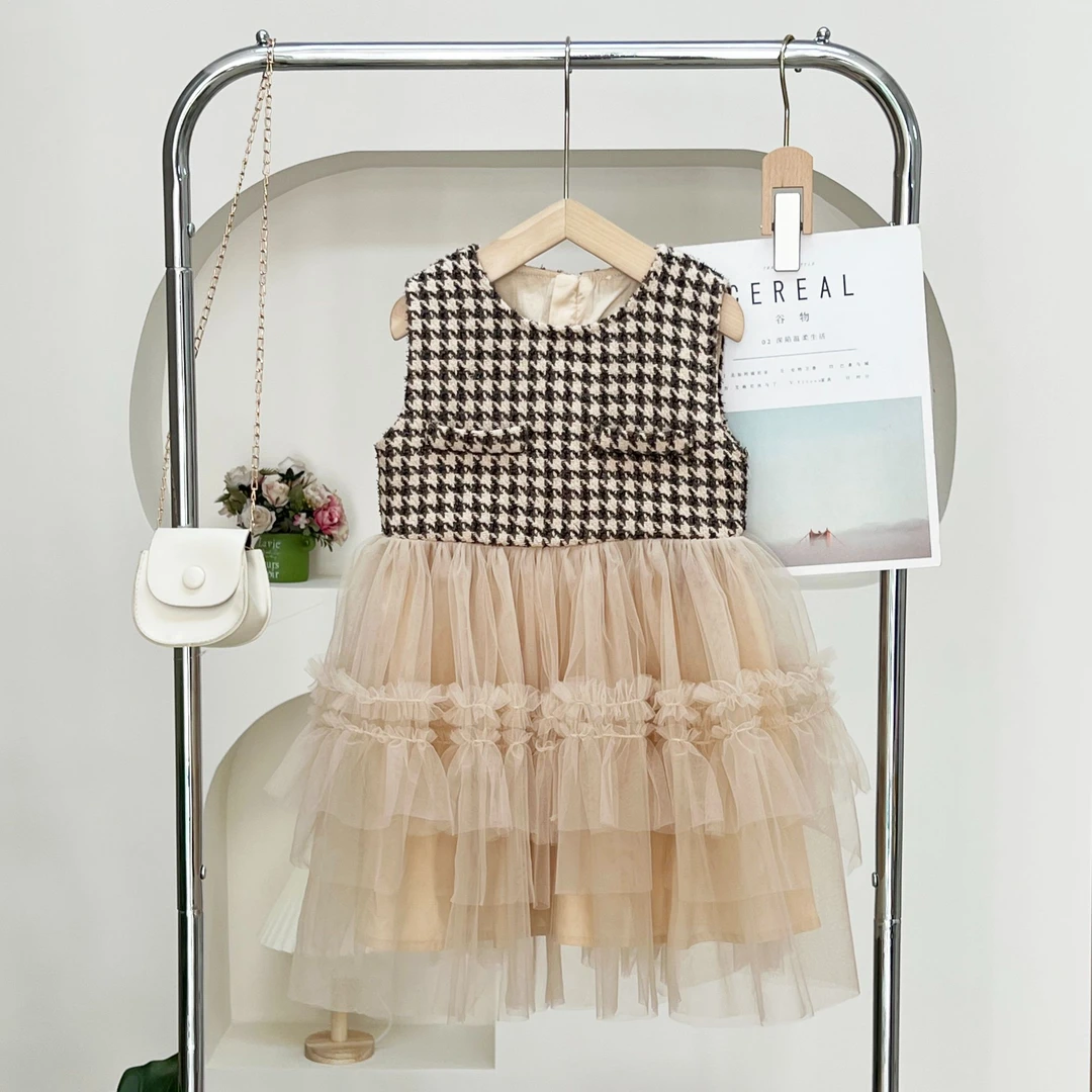 【小贵气】秋款儿童连衣裙时尚格子女童千鸟格小香风裙子