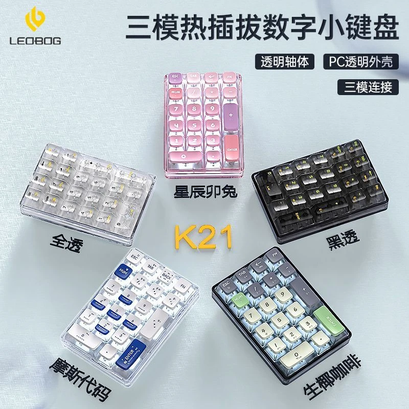 狼蛛LEOBOGK21蓝牙小键盘有线三模i小键盘迷你光人体工学电竞专用