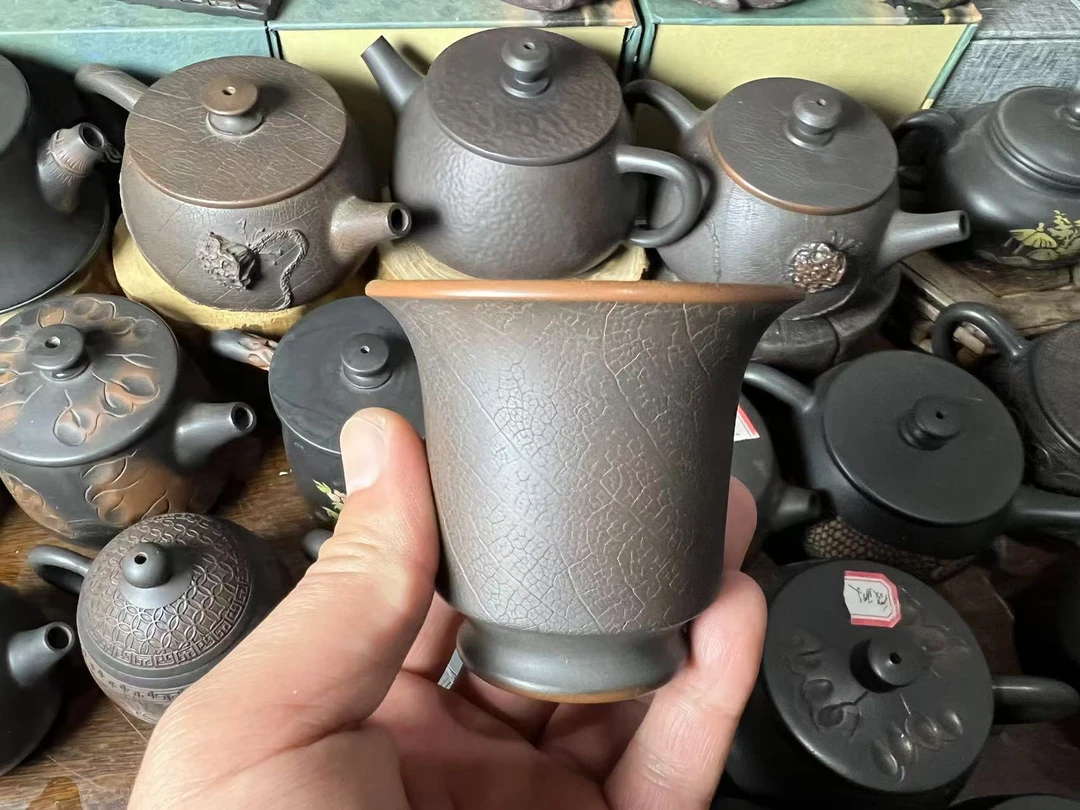 建水紫陶叶脉纹系列主人杯