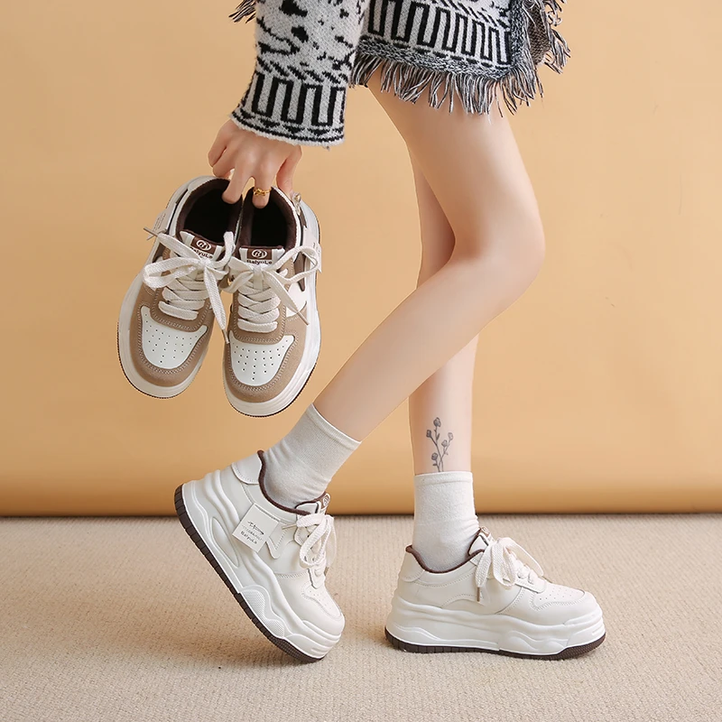 加绒加厚时尚厚底小白鞋2024新款百搭休闲鞋+乳胶鞋垫9888