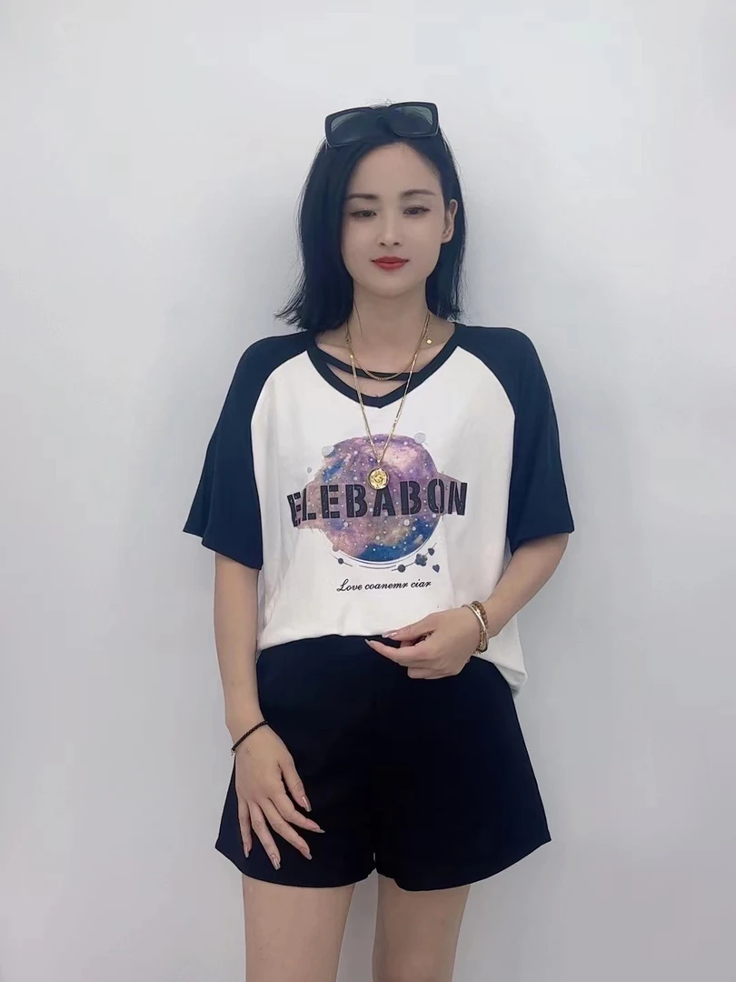 2024年新款潮流女装百搭休闲时尚爆款显瘦圆领宽松短袖t恤-ZT6855