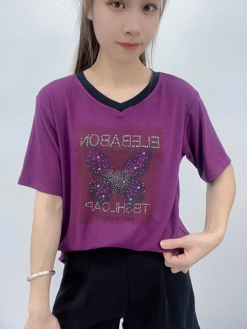 2024年新款潮流女装百搭休闲时尚爆款显瘦圆领宽松短袖t恤-ZT5778