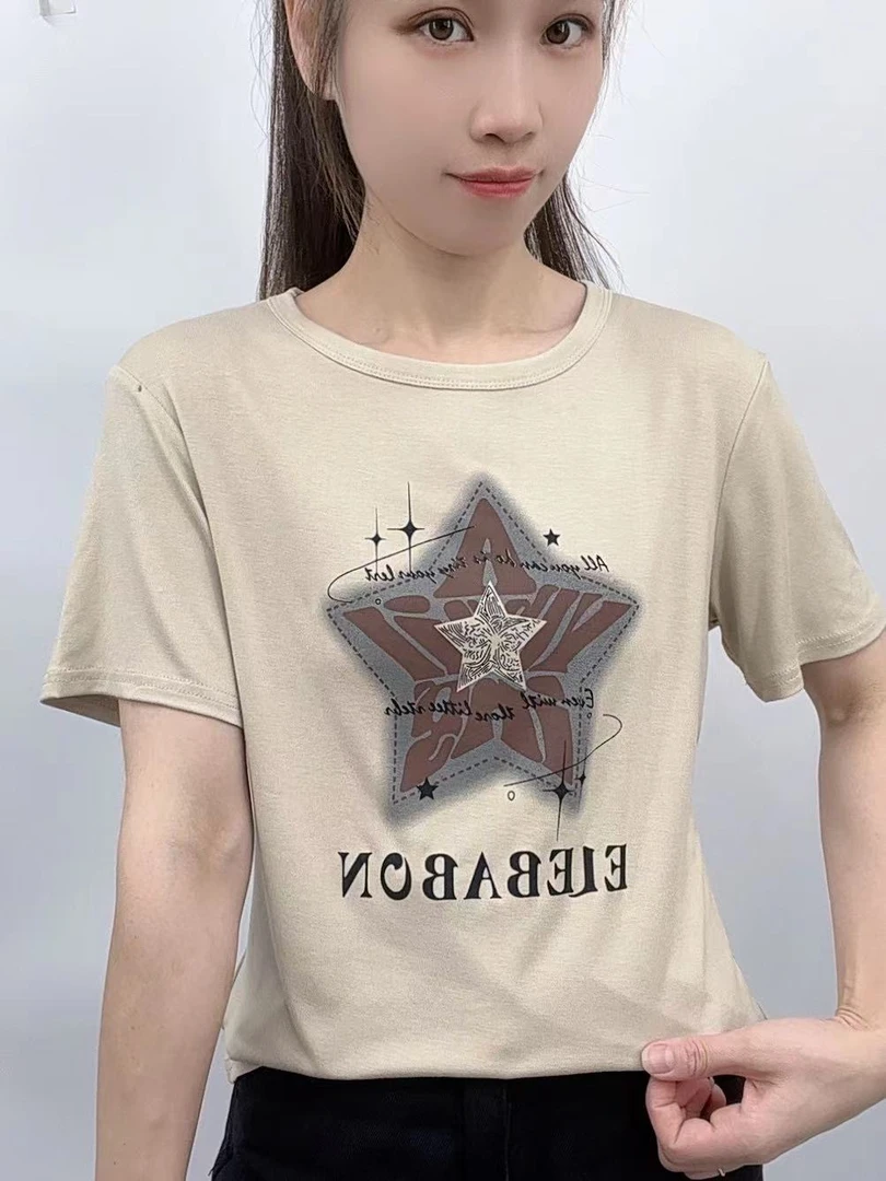 2024年新款潮流女装百搭休闲时尚爆款显瘦圆领宽松短袖t恤-ZT7365
