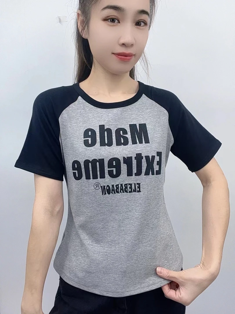 2024年新款潮流女装百搭休闲时尚爆款显瘦圆领宽松短袖t恤-ZT8313