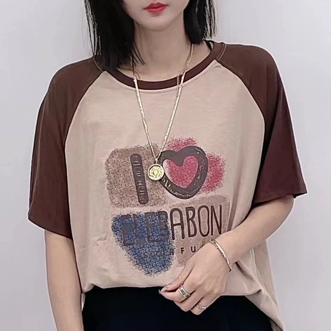 elebabon/芭波象ZT5231-新款潮流百搭休闲圆领女装时尚显瘦夏季