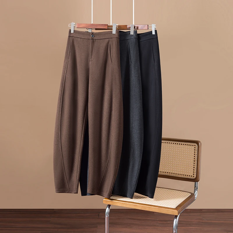 宽松时尚羊毛呢弯刀女新款秋冬高腰窄版弯刀裤女款爆款2025新款