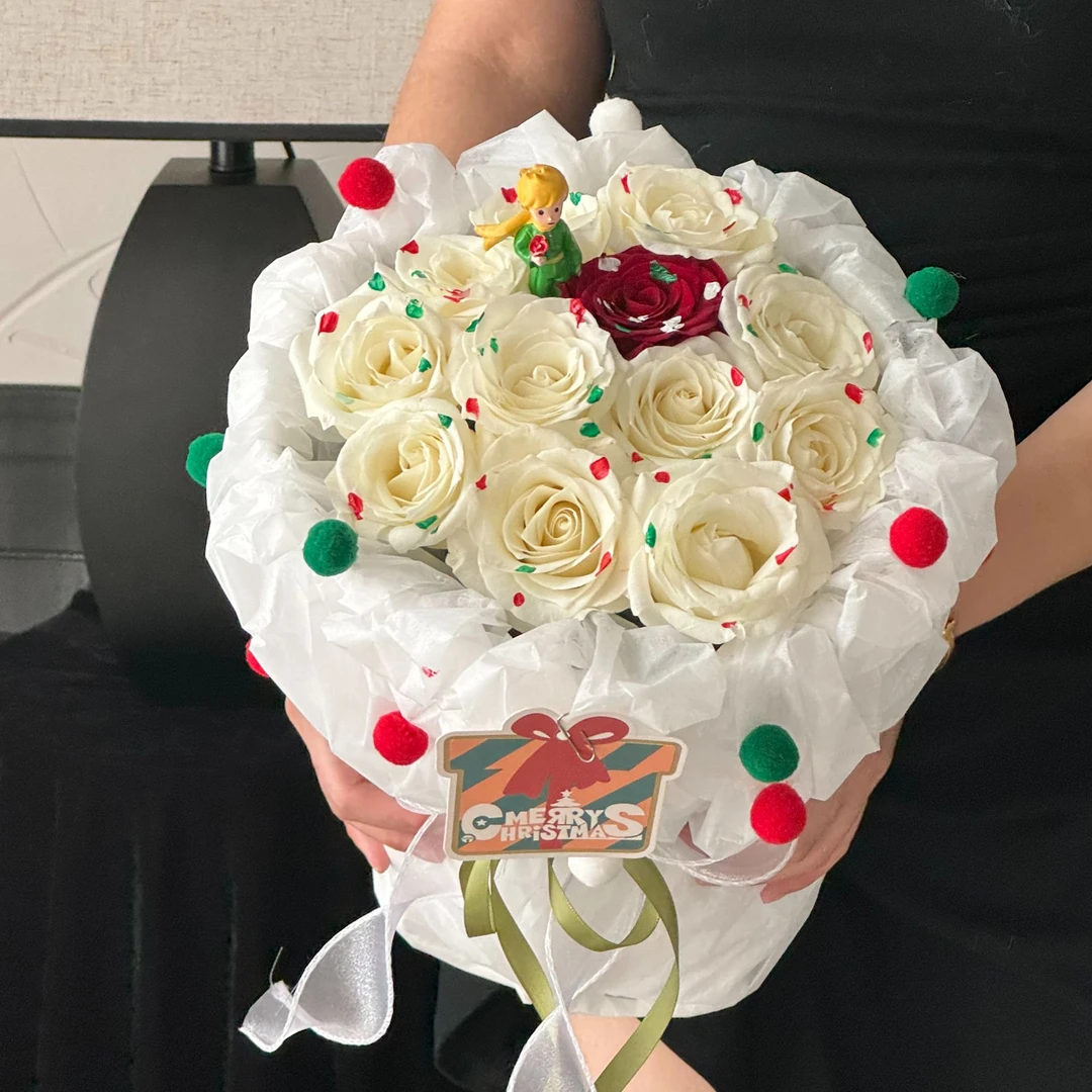【春日恋歌】小王子小雪人玫瑰生日花束（全国同城可配送2小时达）