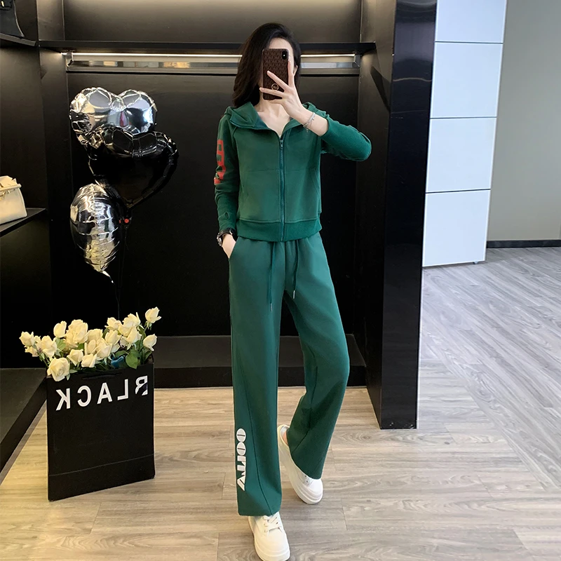 欧货休闲运动套装女秋季2024新款时尚洋气宽松跑步运动服两件套潮