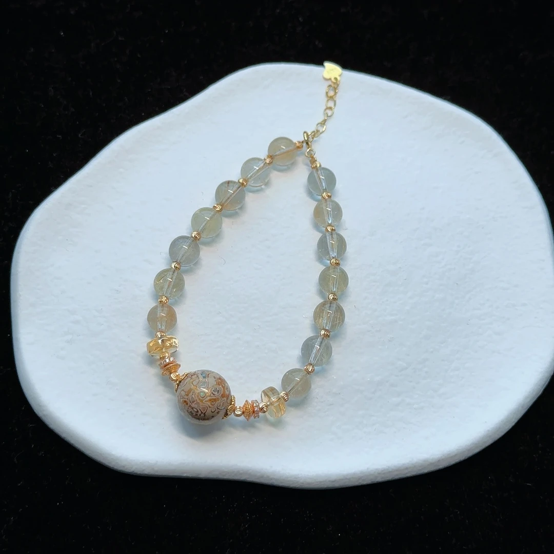 【光芒】金发晶水晶手串（天然珠宝多样性发其一）