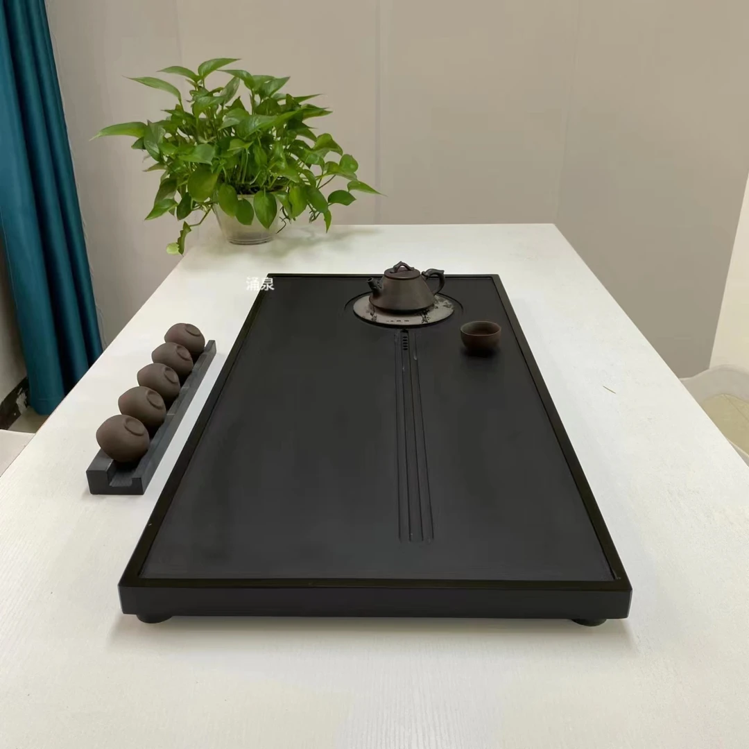 天然乌金石时尚简约清音石茶盘整版整块无拼接家用办公用