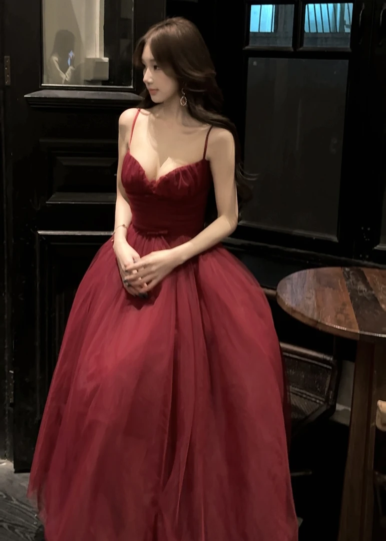 WW定制「浪漫诗句」法式轻奢时尚气质显瘦修身秋冬大纱裙连衣裙