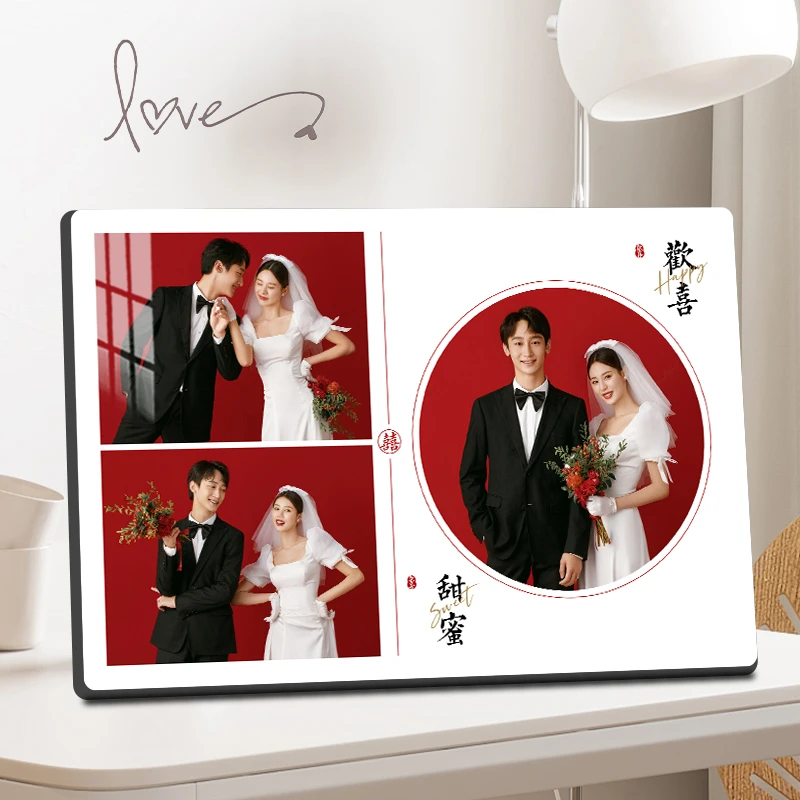 结婚照相框摆台照片定制洗照片做成水晶婚纱照挂墙相片打印加相框