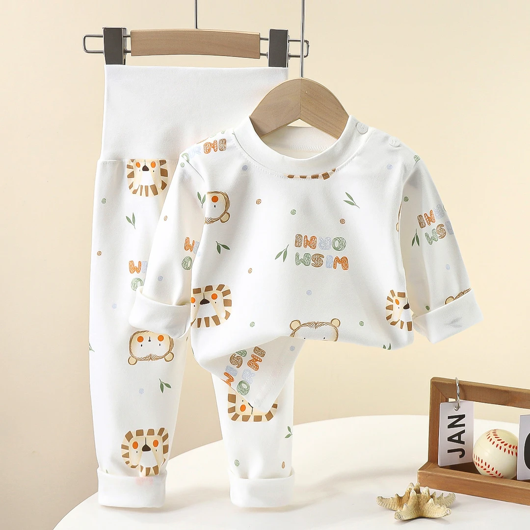 220克宝宝高腰护肚纯棉秋衣秋裤套装婴儿春秋冬保暖睡衣家居服
