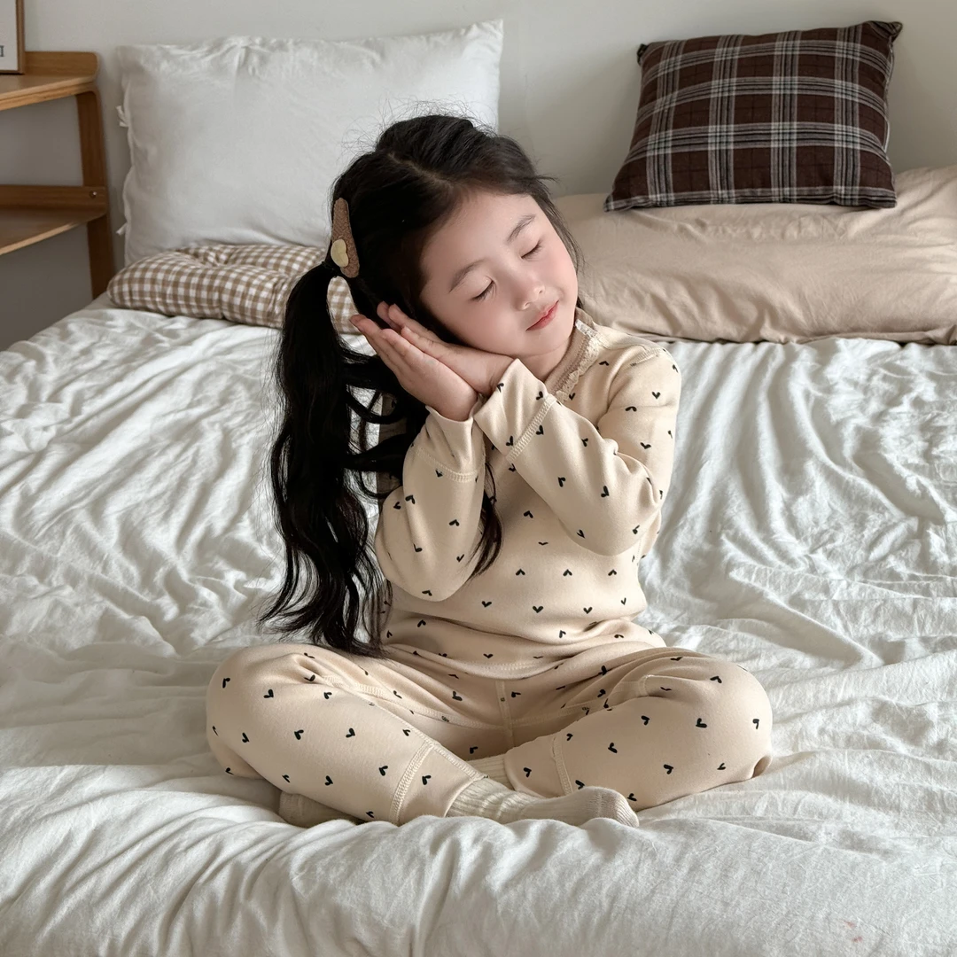 【允儿家】A类亏米580克羊毛蚕丝加厚保暖套装冬季儿童睡衣