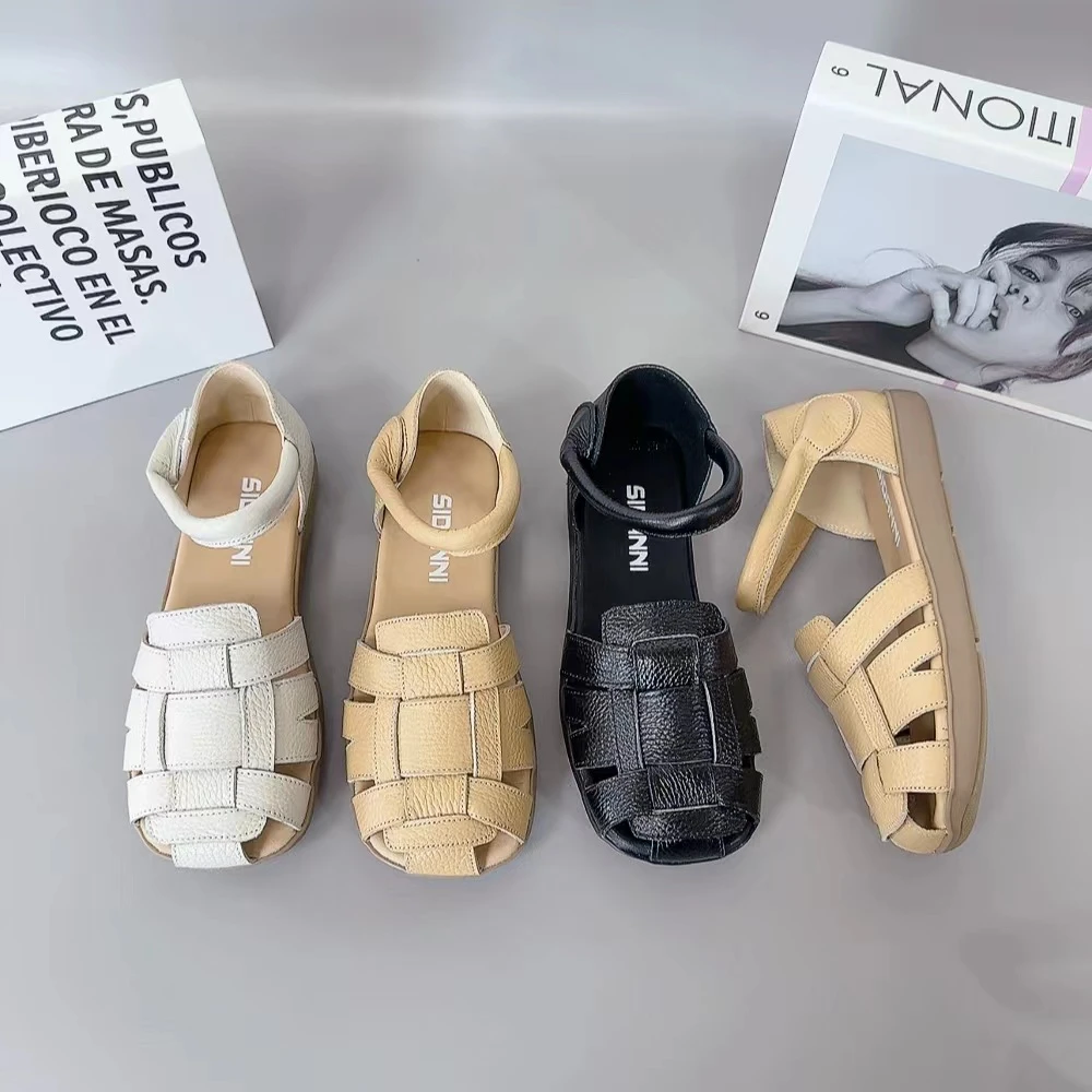 2531新款魔术贴交叉舒适百搭软底凉鞋镂空