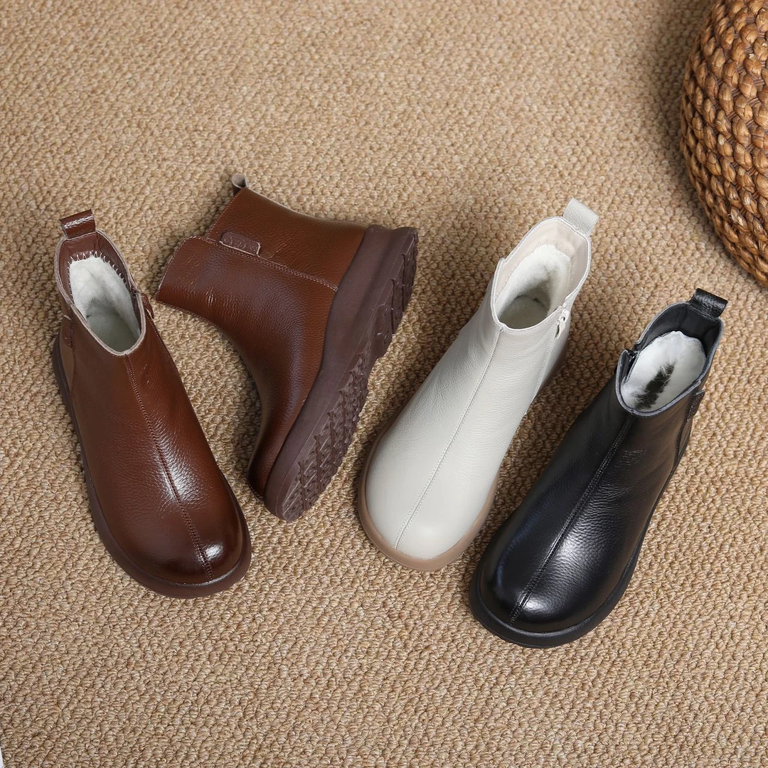 9951新款侧拉链舒适百搭圆头软底马丁靴