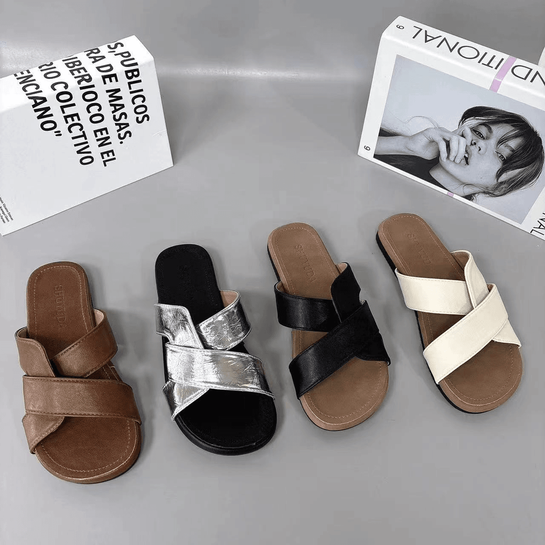 988-8新款交叉平底舒适百搭软底漏指凉拖鞋