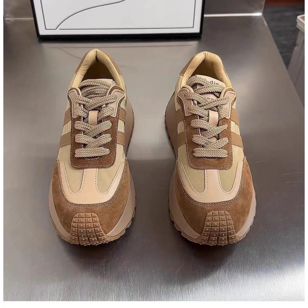 Q017 拼色厚底松糕华夫阿甘鞋