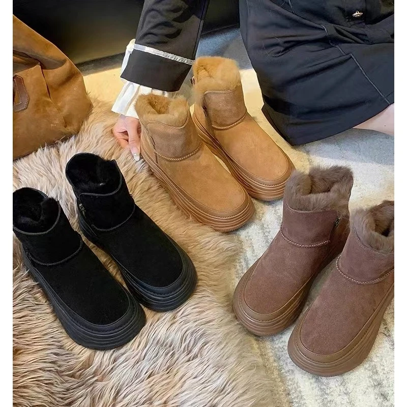 3809新款加绒侧拉链保暖厚底防滑雪地靴