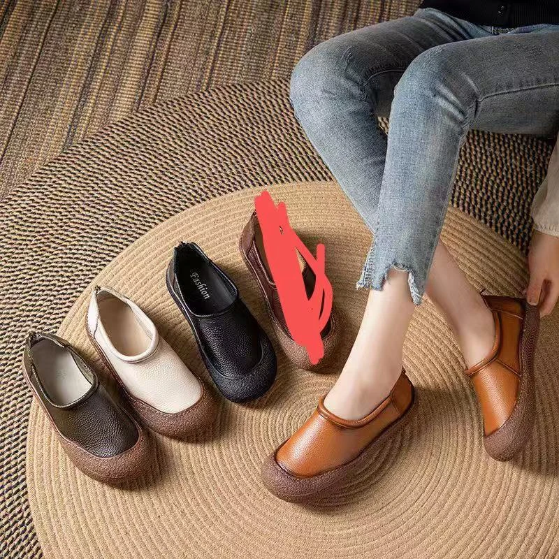 2018新款后拉链舒适百搭软底妈妈鞋仓