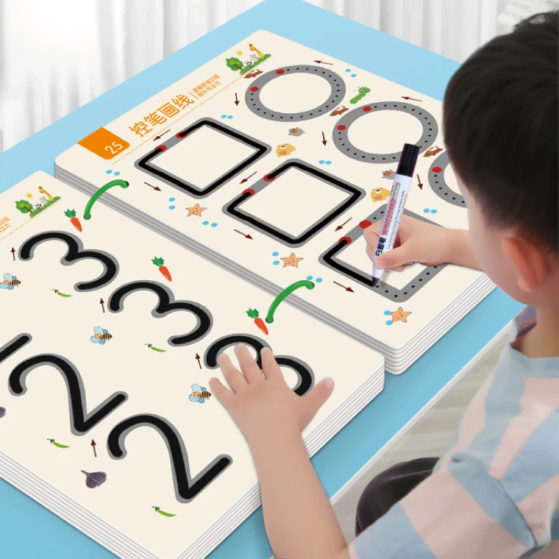 幼儿控笔训练画板可擦写幼儿拼图0到8岁入门练习数字描红儿童玩具