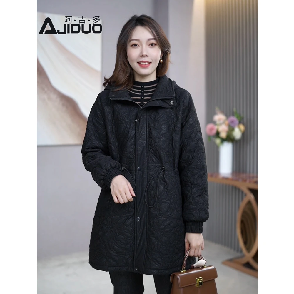 大码显瘦棉服外套2024年新款连帽加厚时尚洋气妈妈装百搭保暖棉袄