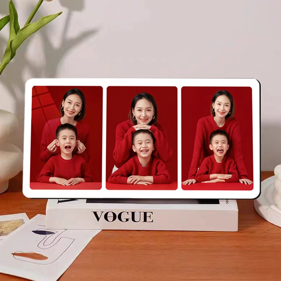 发货三宫格水晶相框私人定制婚纱摆台情侣儿童照免费挂墙照片设计