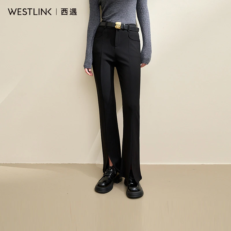 简约基础款百搭微喇裤女2024秋季高腰显瘦显高休闲裤