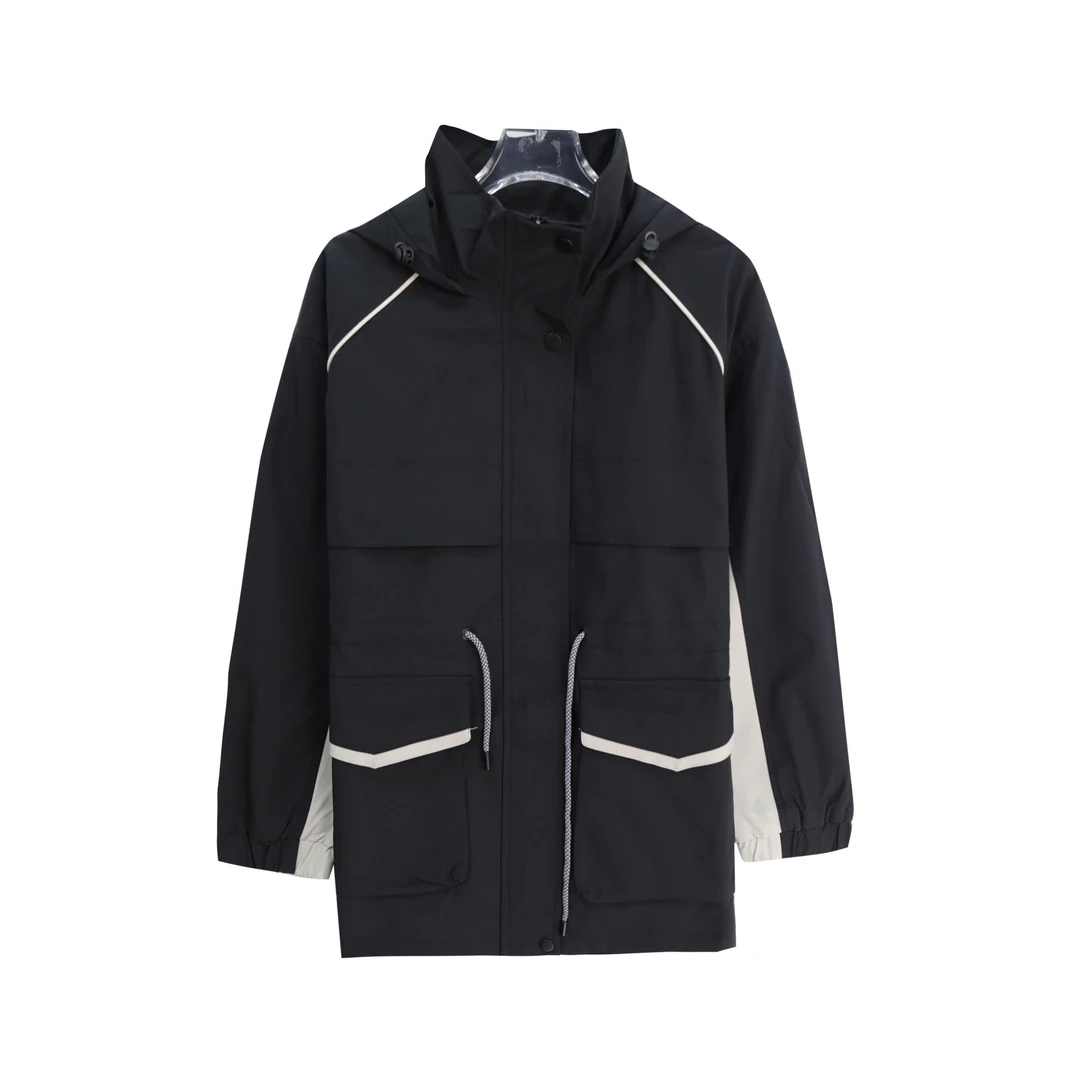 复古拼色设计时尚宽松连帽冲锋衣外套S4902