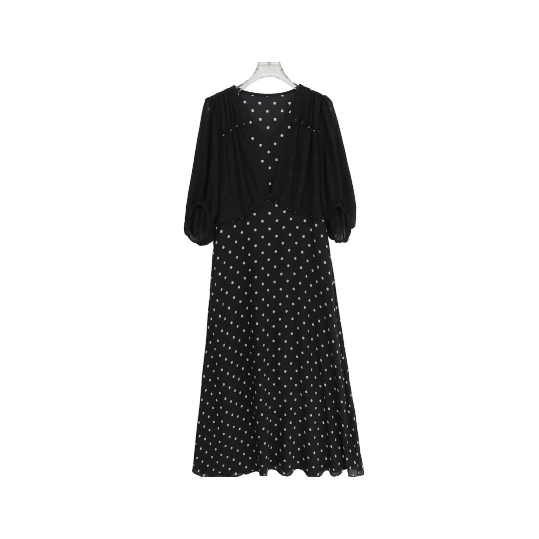 简约波点设计感洋气减龄连衣裙S591