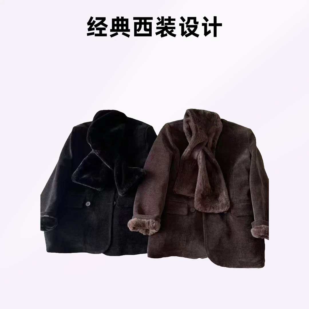 白姐同款灯芯绒加绒西装外套（90002）