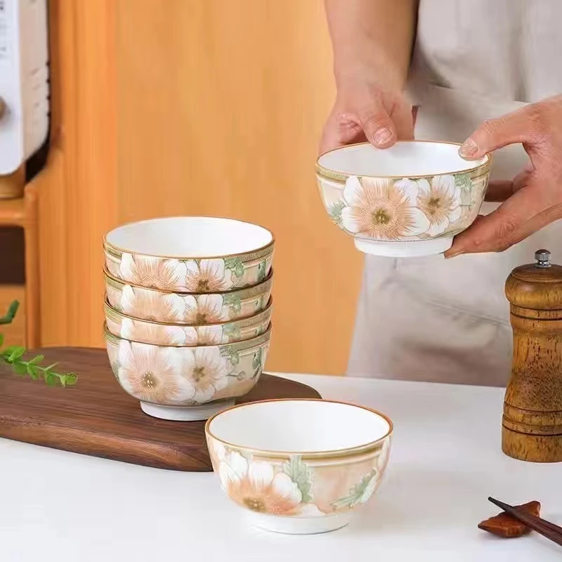 山茶花4.5英寸米饭碗8个装 破损联系洁面皂客服
