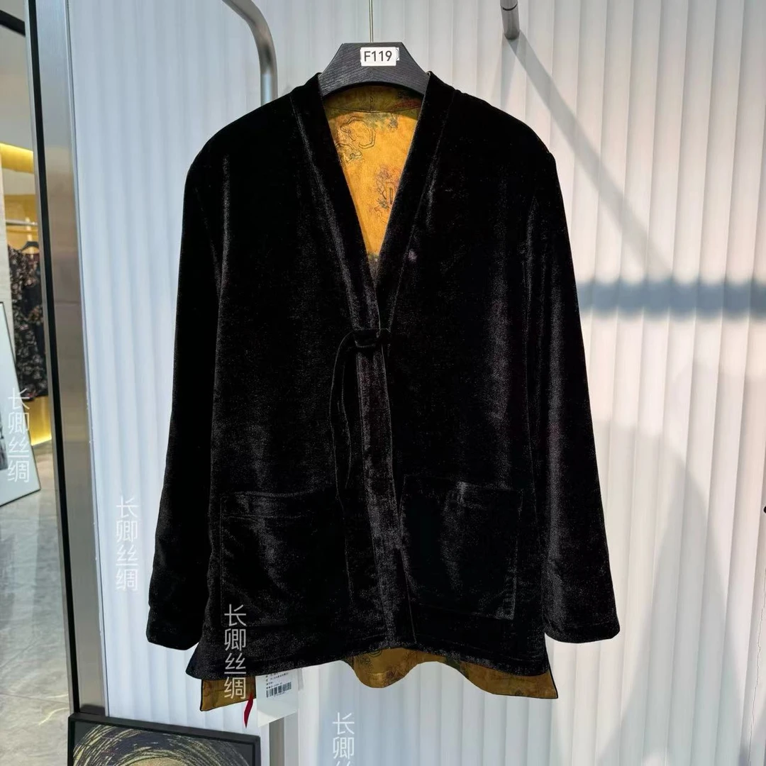 TT【倾云】中式女装国风丝缎丝绒双面穿上衣外套FY49602