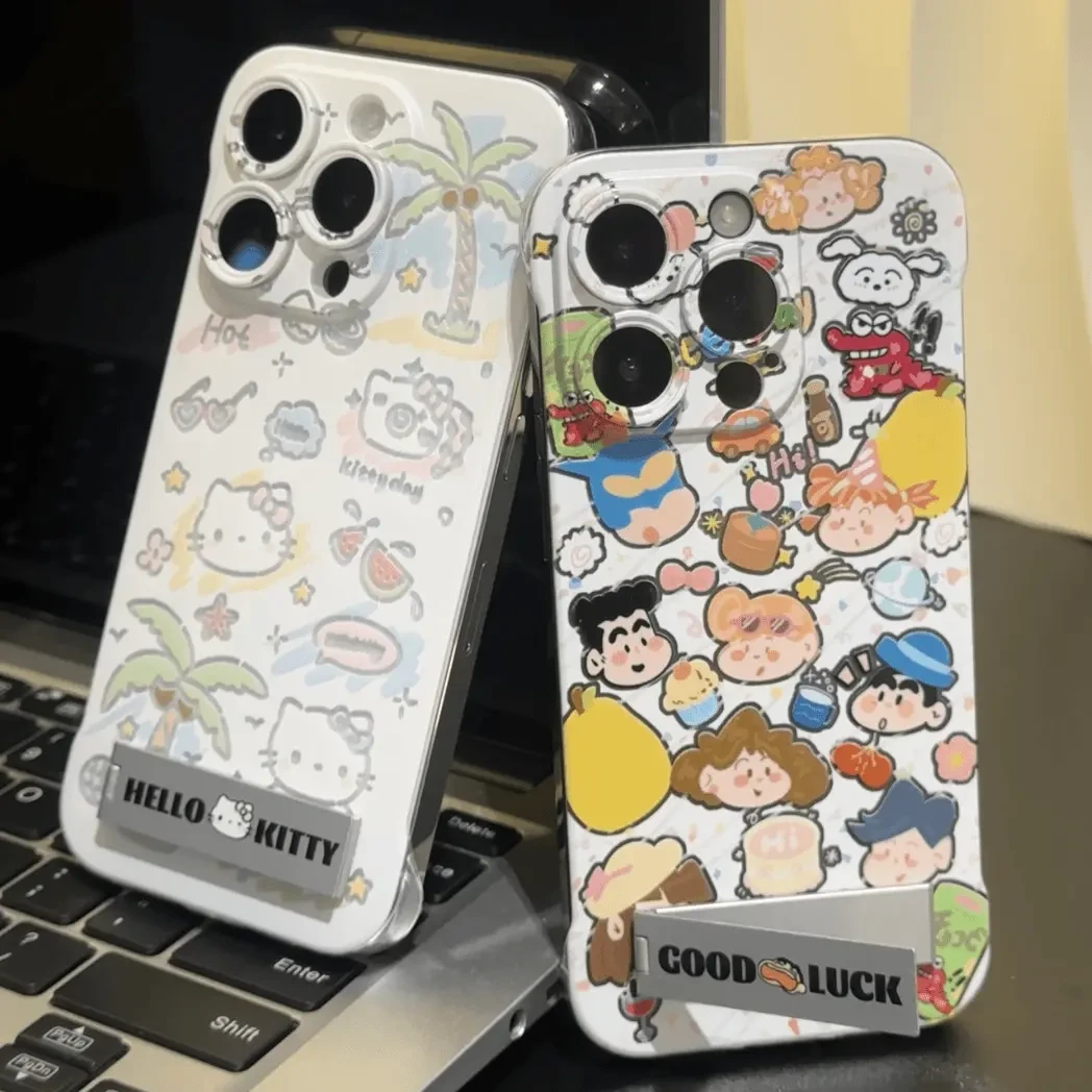 涂鸦小新KT支架iphone15/14无边框13手机壳适用苹果