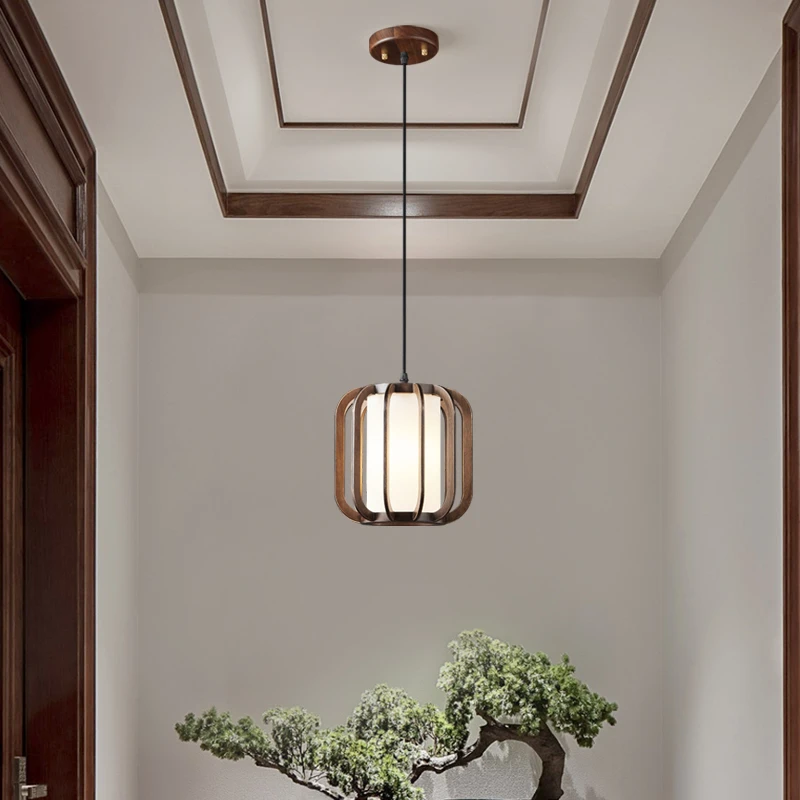 新中式黑胡桃木客餐厅卧室床头小吊灯中国风禅意新中式中式吊灯