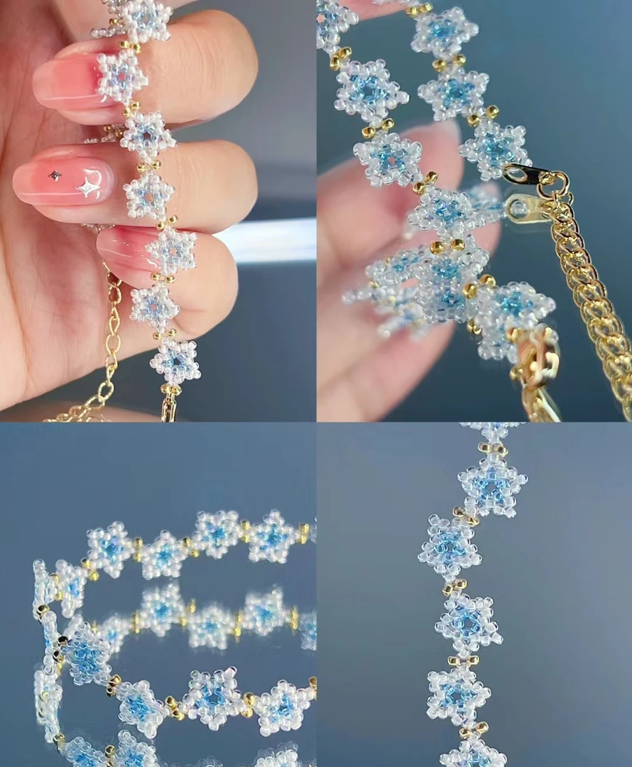 非金属玻璃手链 小众DIY饰品彩色手工时尚百搭配饰简约叠戴手链