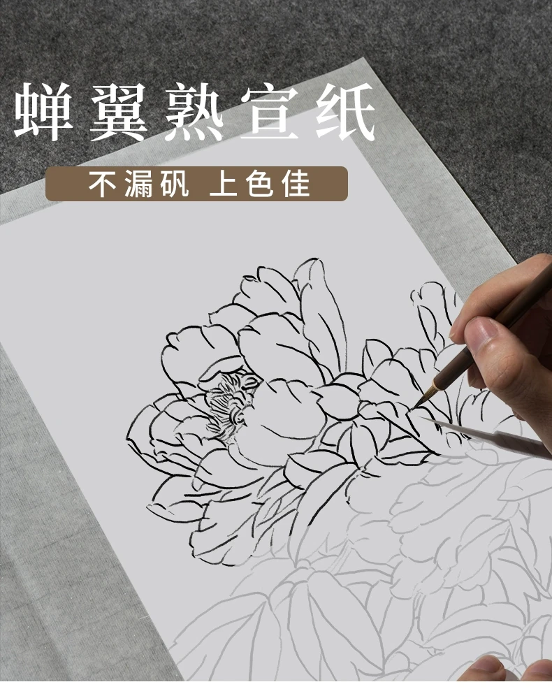 精制四尺扎花蝉衣，不洇，不漏，薄如蝉衣是工笔画临幕拓片首选