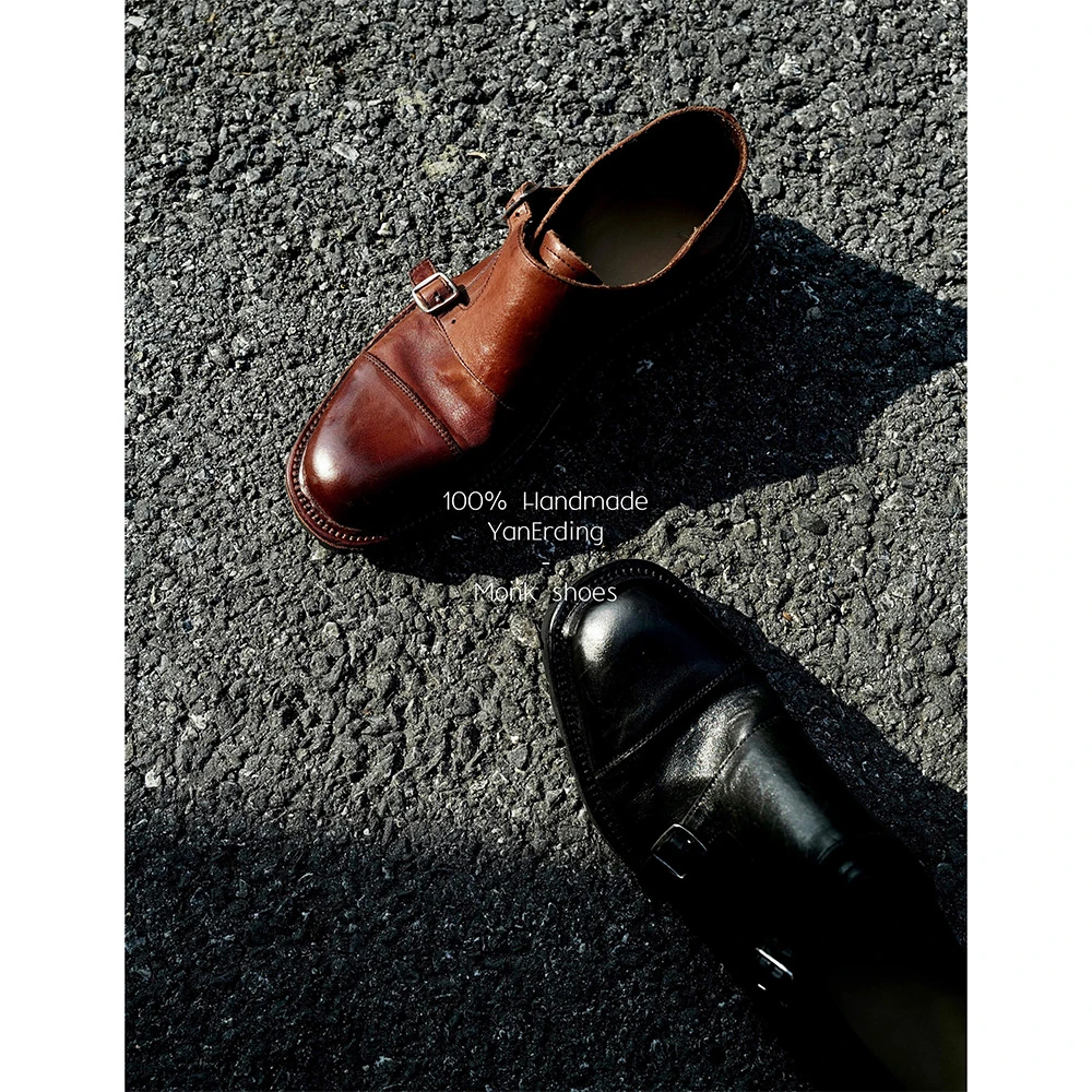 言二丁女士孟克鞋 | 意大利水洗小牛皮手作经典英伦厚底休闲皮鞋