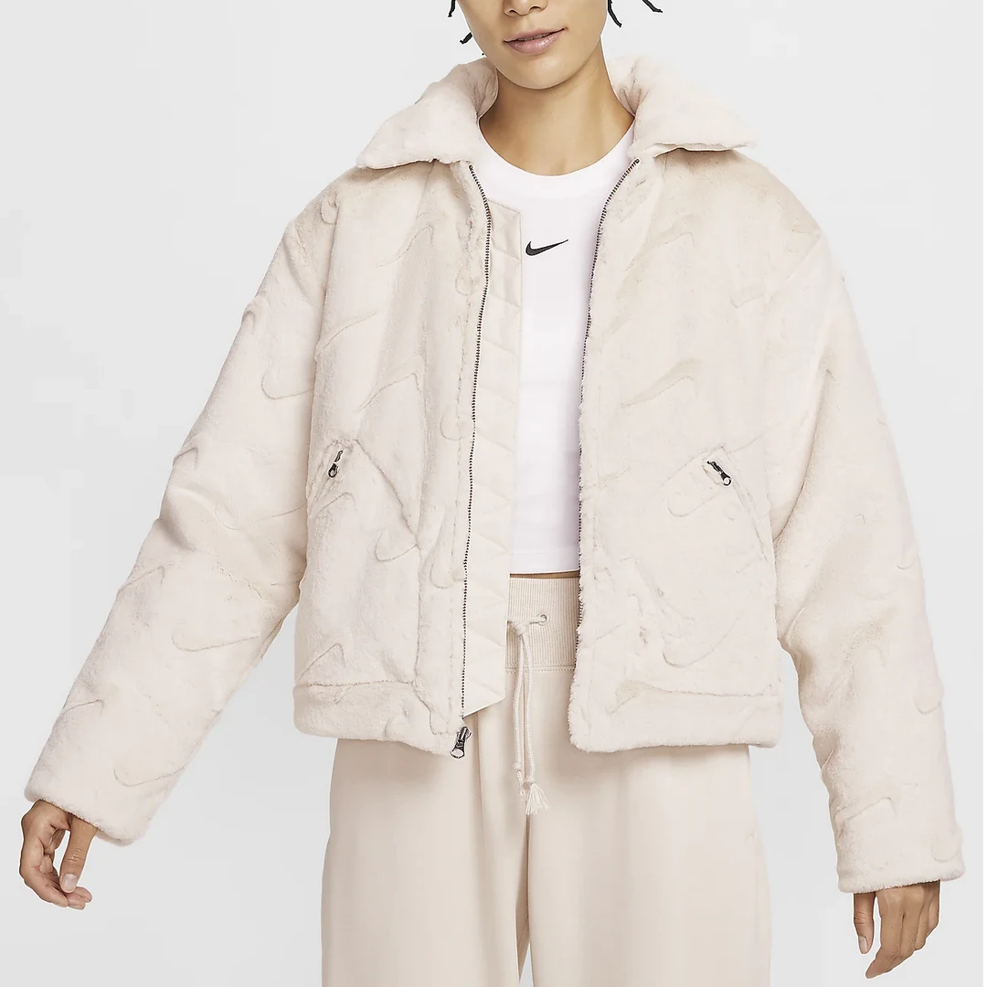 NIKE耐克女子时尚整版图案宽松人造毛皮夹克外套 FV8020-104