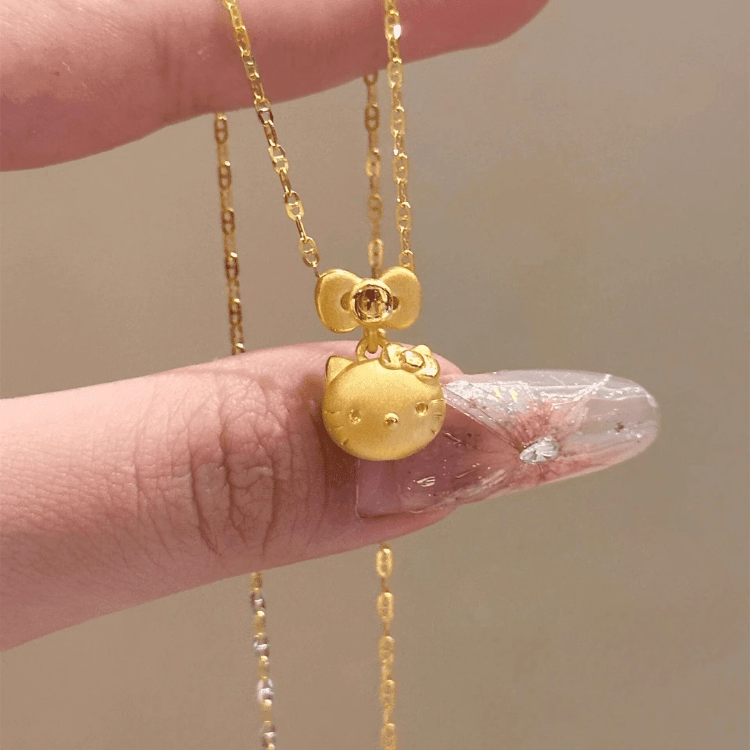 铜合金项链 kt猫项链女蝴蝶结hellokitty凯蒂猫锁骨颈链七夕礼物.