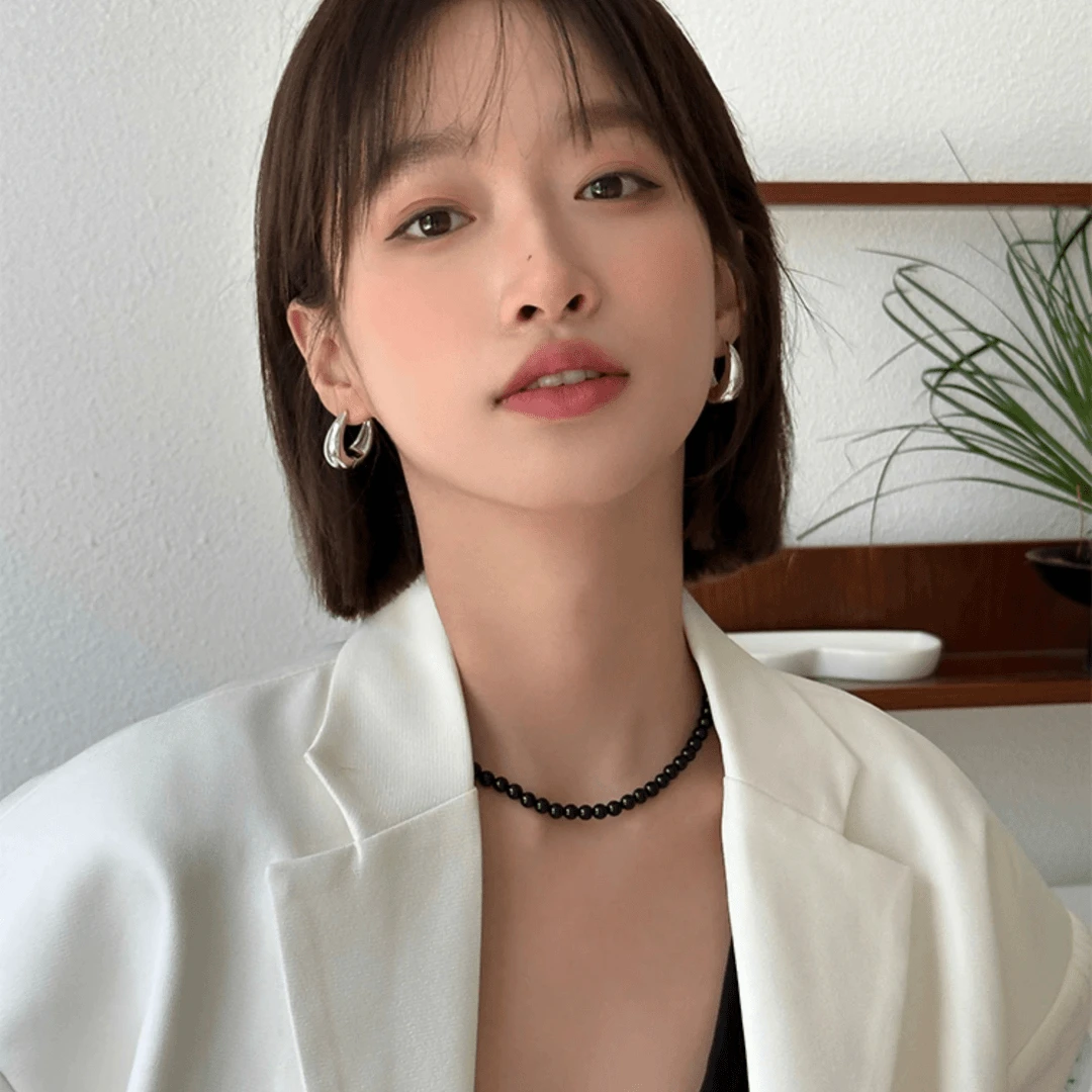 铜合金耳饰 小众设计感水滴耳环女高级素圈耳钉耳扣金色耳圈耳饰.