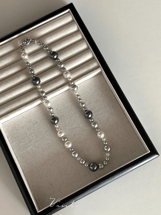 钛钢仿珍珠项链 秋冬大溪地色仿珍珠项链女气质高级感毛衣链颈链.