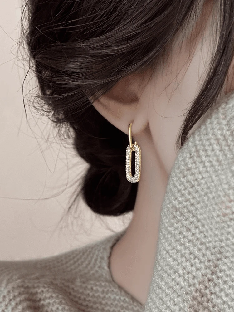 铜合金耳饰 2024新款法式几何耳环女小众设计感高级气质耳钉耳饰.