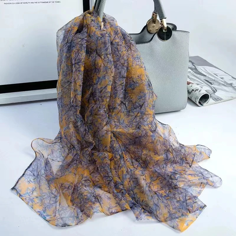 【落叶知秋】春秋丝巾时尚百搭女夏季薄款韩版碎花气质洋气可当头巾