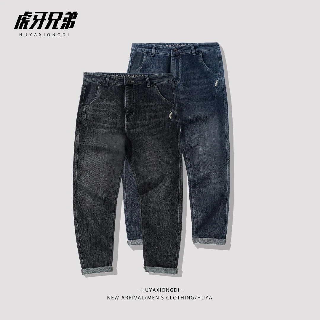 虎牙兄弟 2023年春季新款水洗牛仔裤百搭直筒休闲牛仔裤8013 8015