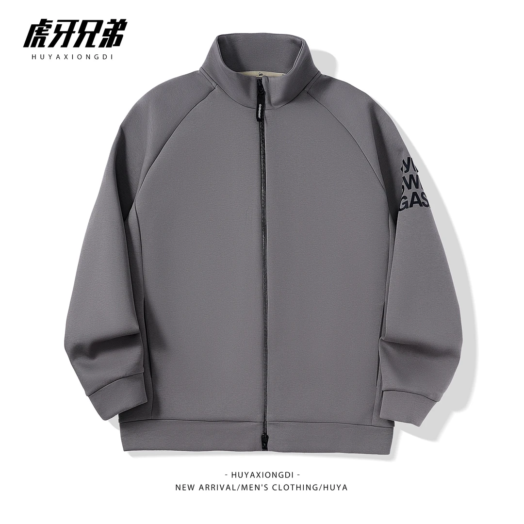 HUYA百搭时尚休闲立领字母情侣2025年春季男士长袖新外套86751