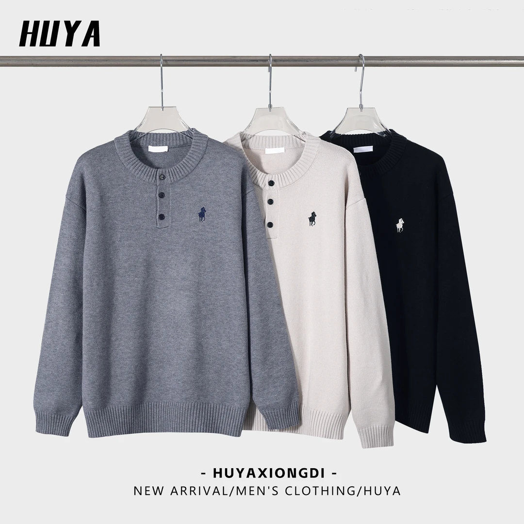 虎牙兄弟男士复古毛衣秋冬慵懒感刺绣格子设计情侣休闲针织衫2325