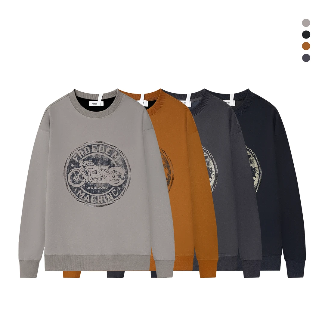 春季新款情侣款套头卫衣潮流时尚百搭印花宽松休闲圆领卫衣