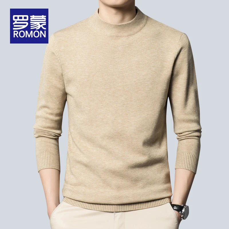 罗蒙男士半高领毛衣男款爆款2025新款秋冬款男装高档中领打底衫男